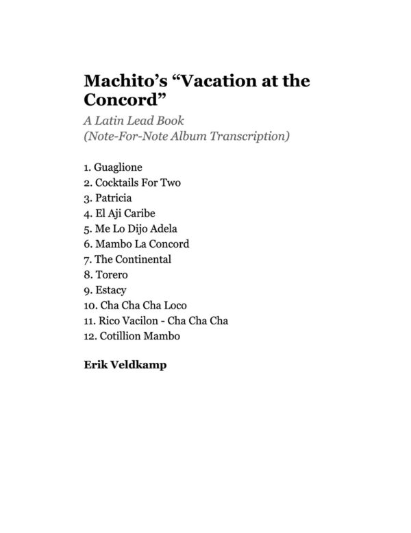 "Vacation At The Concord" Lead Book Transcription