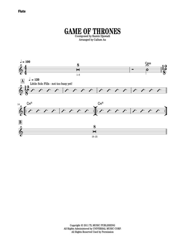 Au, Game Of Thrones (Score and parts)4-1