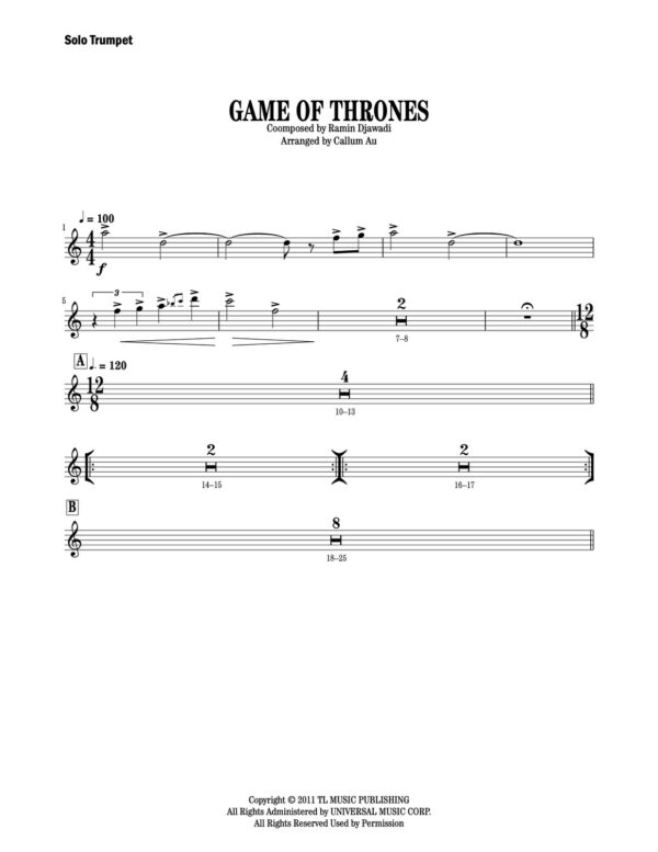 Au, Game Of Thrones (Score and parts)6-1