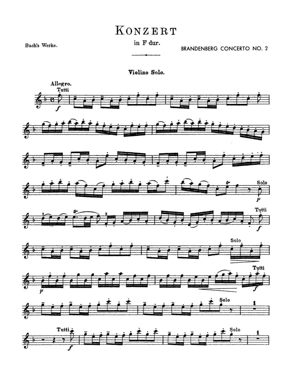 Bach's Brandenburg Concerto No.2 (Score & Orchestral Parts) by 