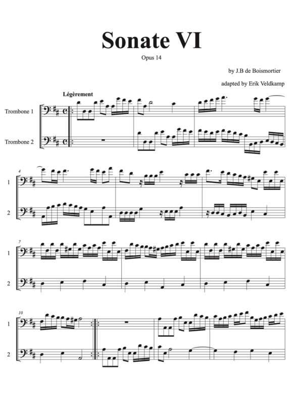 Veldkamp-Boismoitier, 6 Sonatas for Two Trombones Op.14-p39
