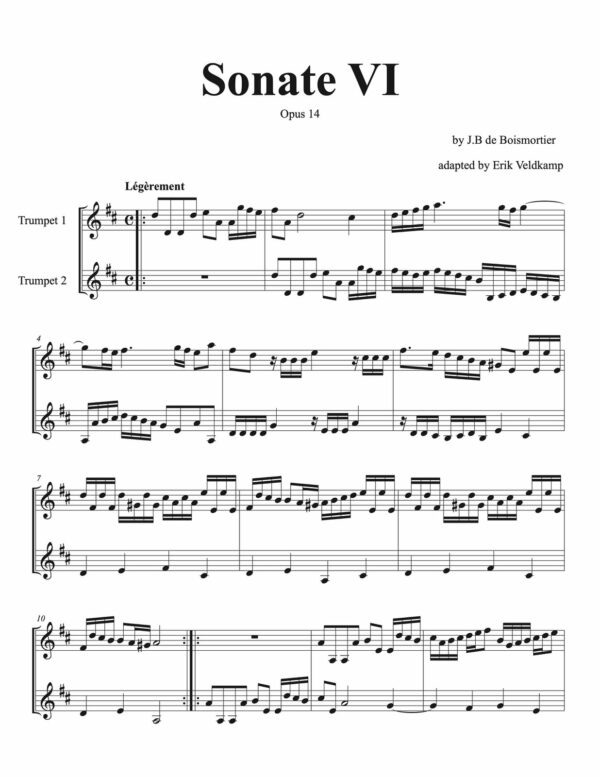 Veldkamp-Boismoitier, 6 Sonatas for Two Trumpets Op.14-p38