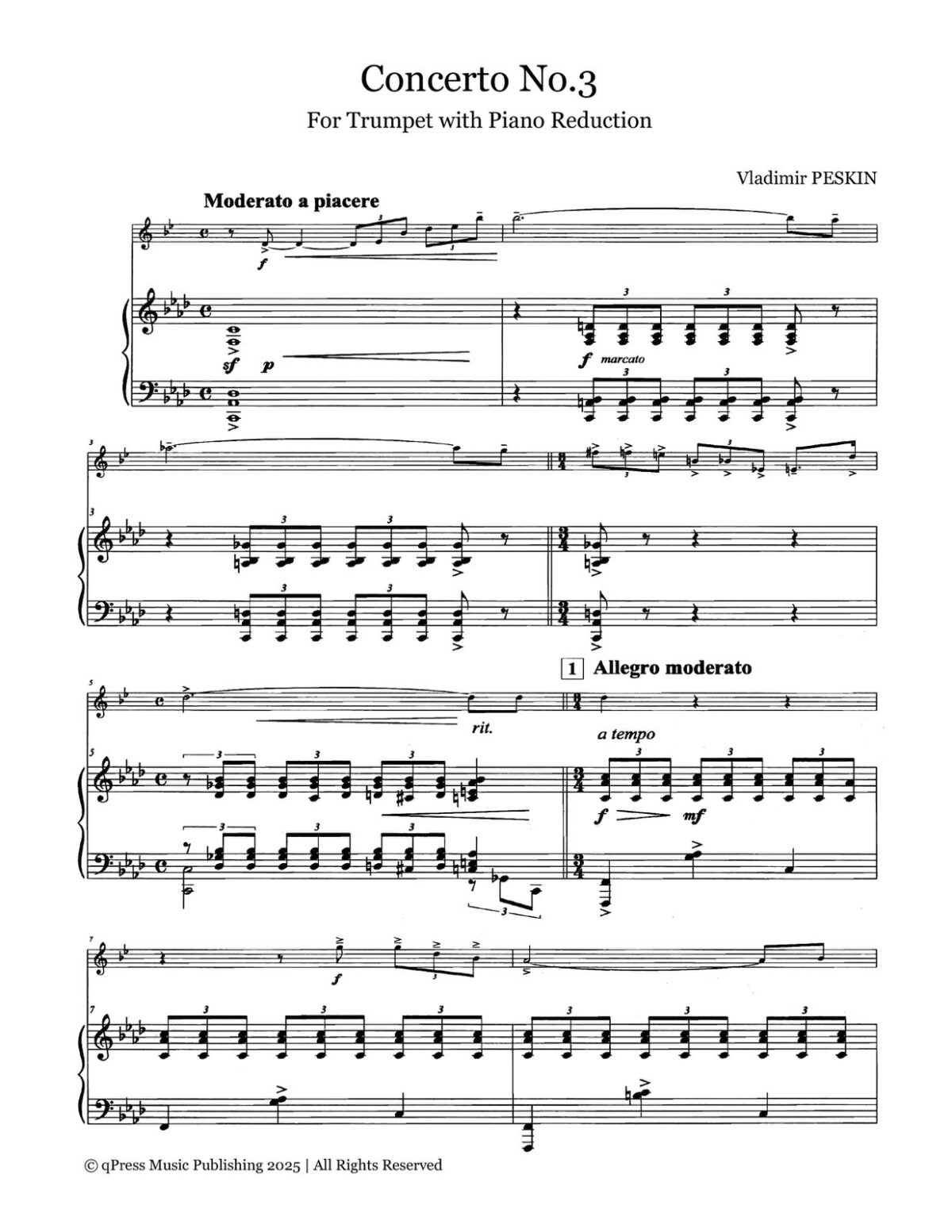 Peskin's Trumpet Concerto No.3 by Peskin, Vladimir - qPress