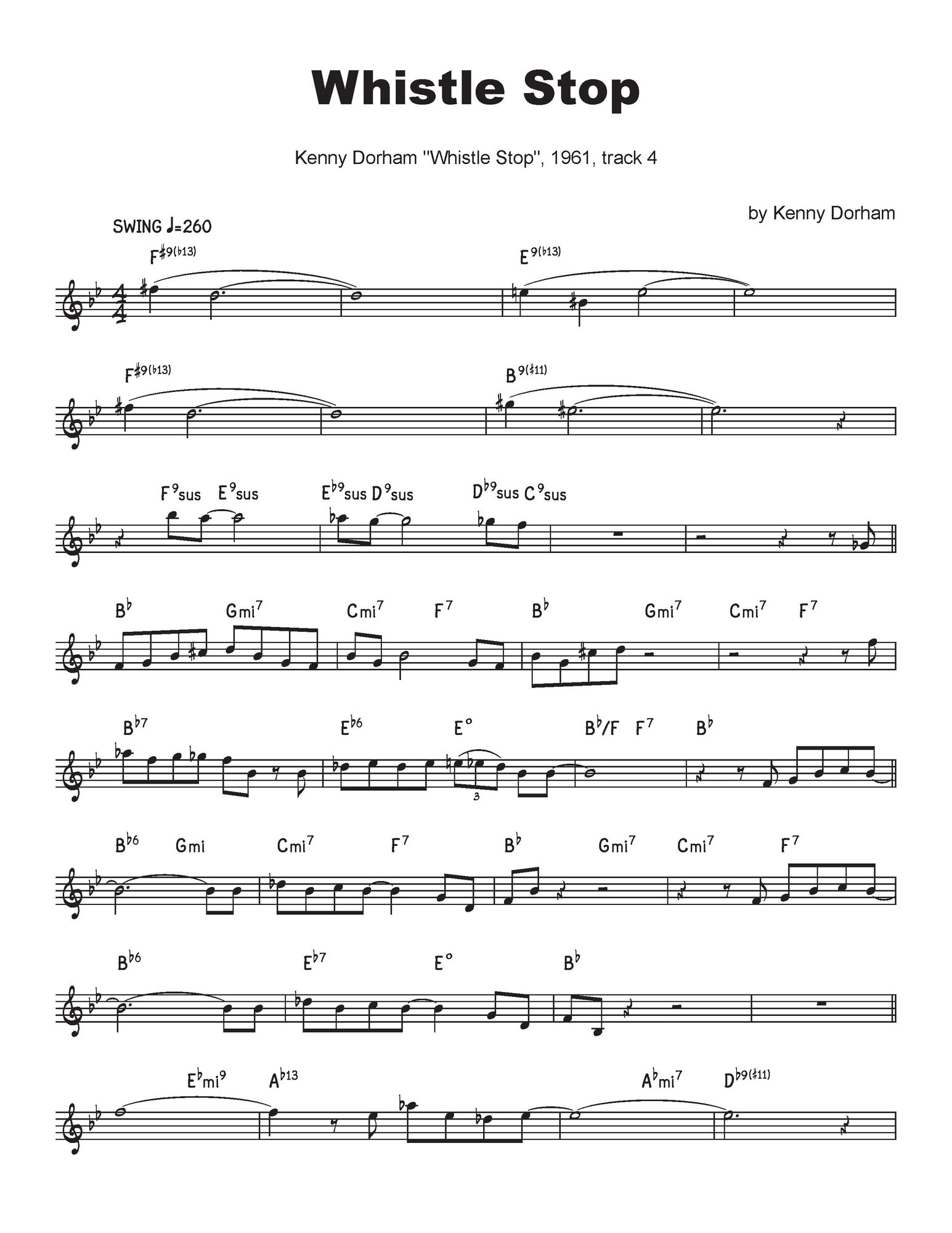 Whistle Stop (Complete Album Transcription) by Dorham, Kenny - qPress